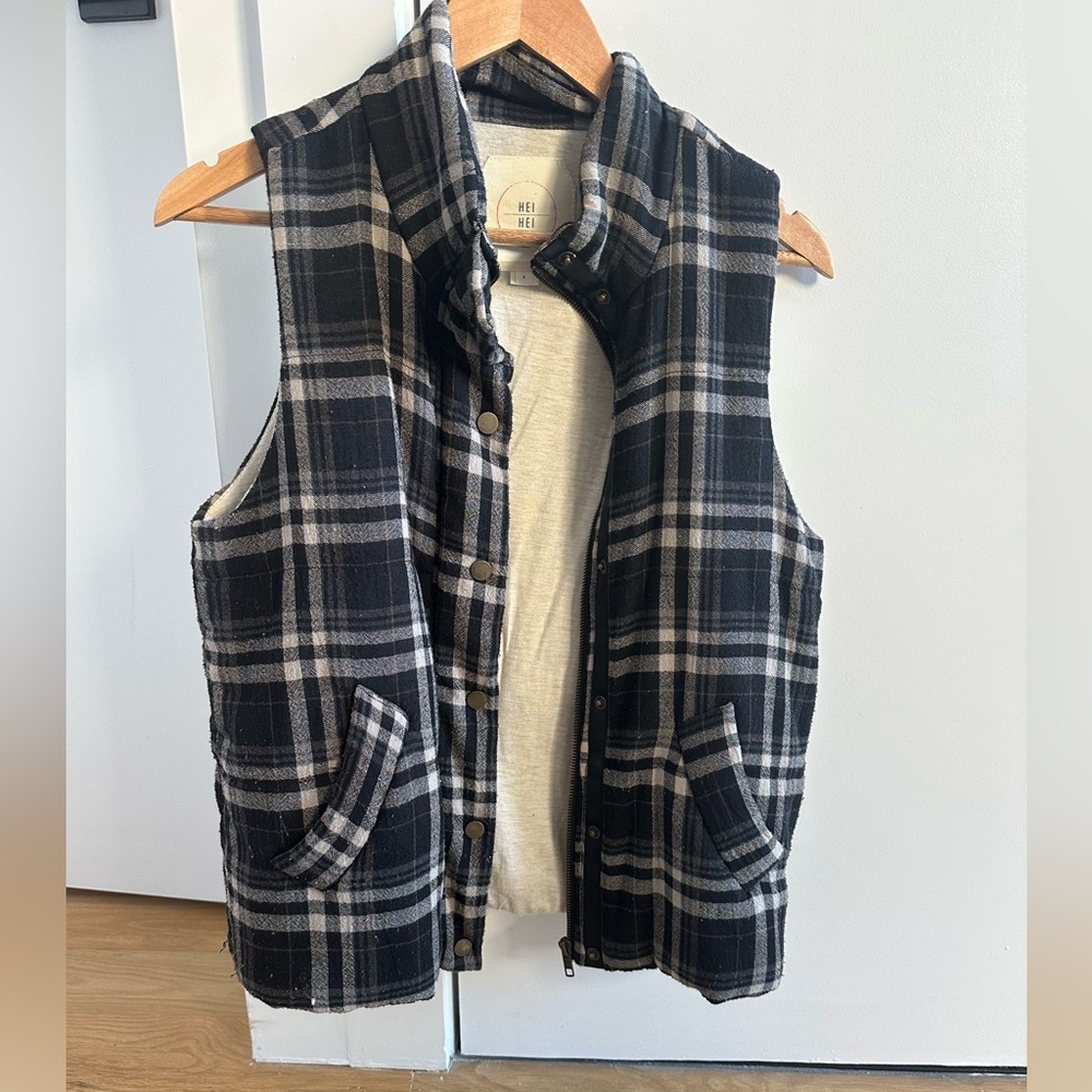 Anthropologie Hei Hei Navy Flannel Striped Vest (Small)